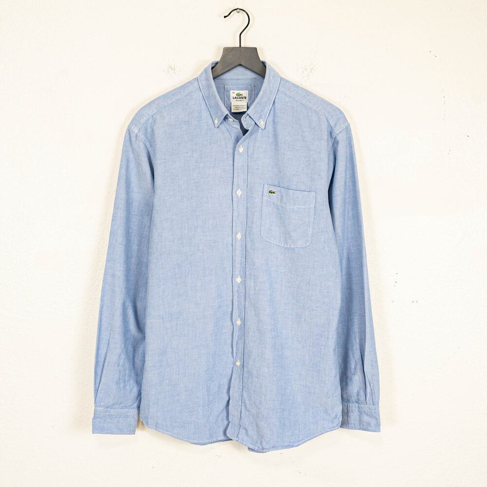 LACOSTE Regular Fit Button Down Oxford Shirt Blue cotton 40